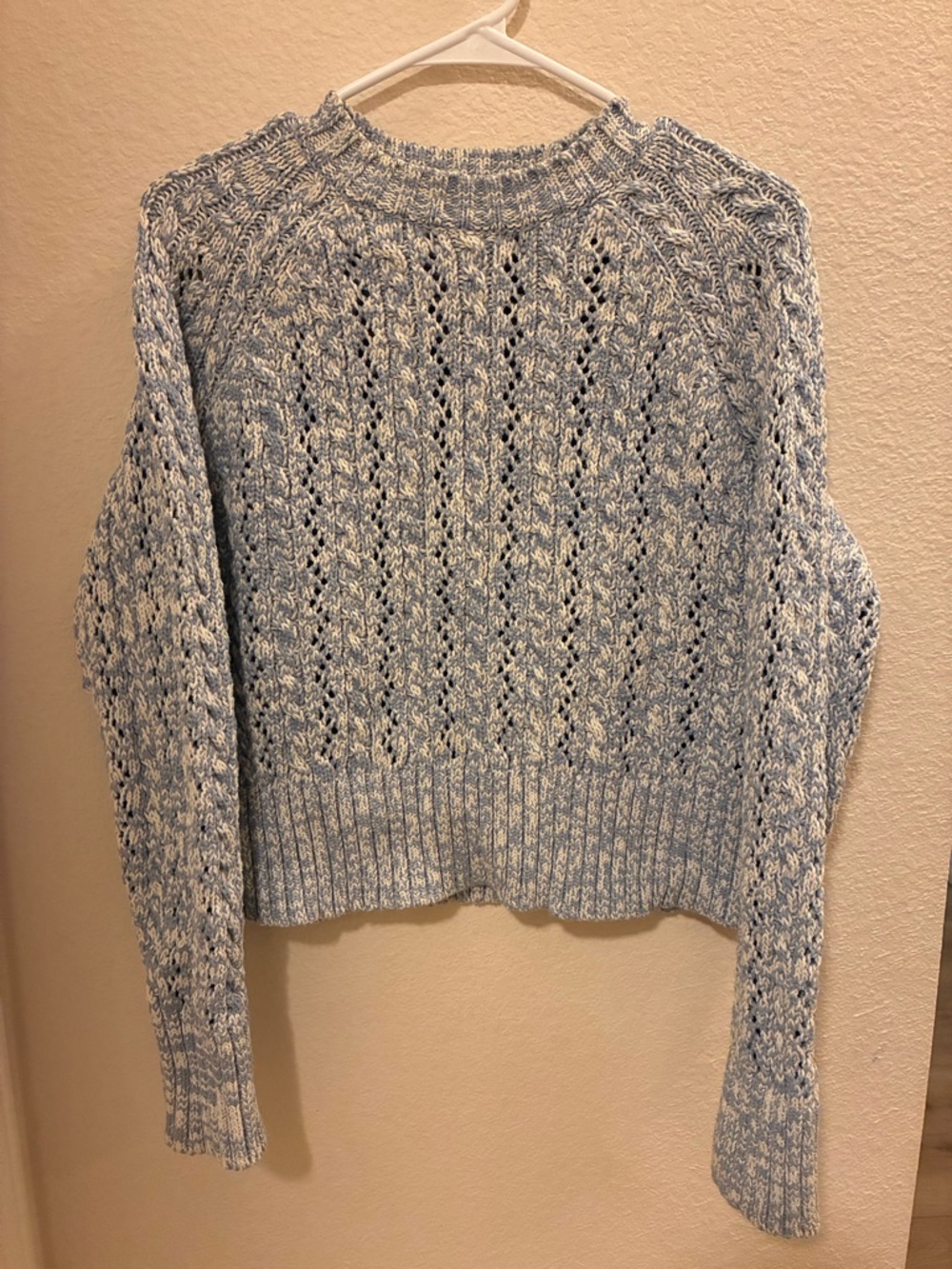 Boden Light Lavender Marled Cable Knit Crew Sweater - Picture 2 of 6